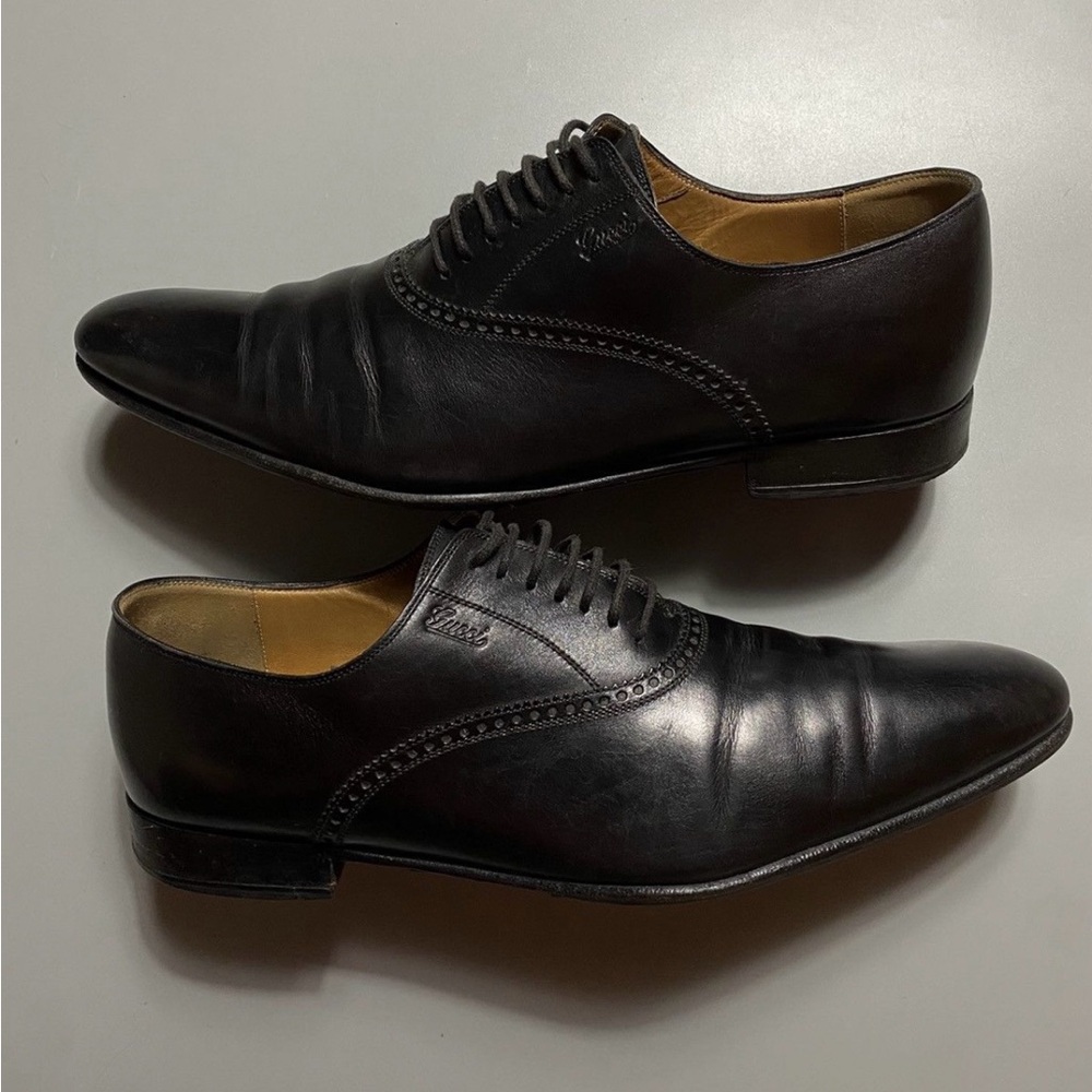 Gucci Black Leather Oxfords US 10